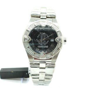 New Roberto Cavalli Watch 11310 Diamond time 40mm Men's Black X Silver 2243287